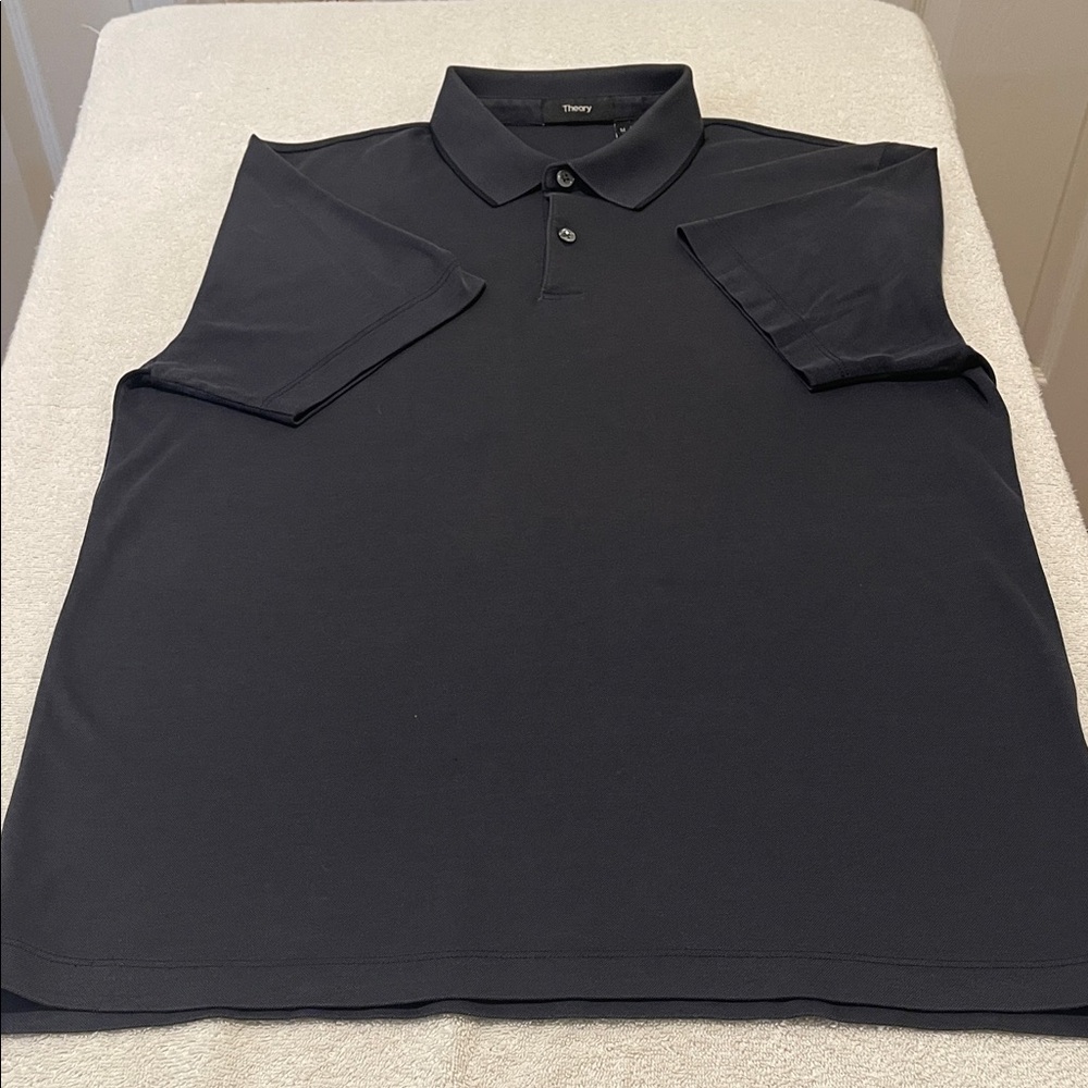 Theory Men's Dark Navy Short Sleeve Minimalist Classic Polo Golf Preppy Medium